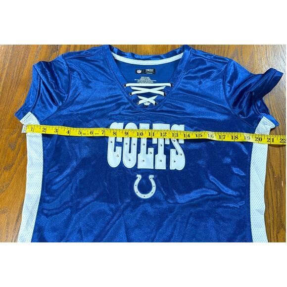 NFL Team Apparel Indianapolis Colts Lace Up V Neck Football Jersey Women L - Picture 5 of 5